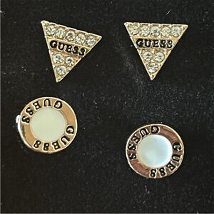Guess Gold Tone with Pave Stone Stud Earrings - NWOT